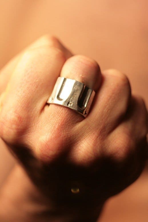 Серебряное кольцо в форме револьверного барабана