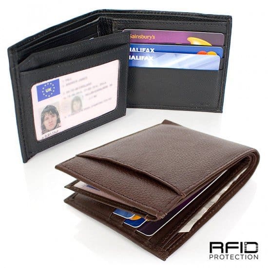 Кожаный бумажник с защитой банковских карт