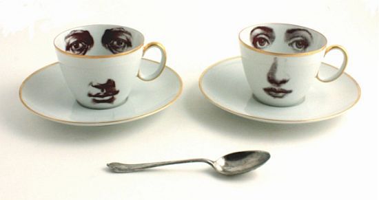 His and Hers Vintage Porcelain Coffee Cup Set