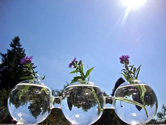 Triple Glass Globe Vase