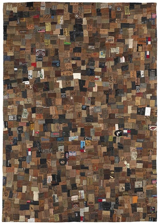Rug Made From Old Jean Labels