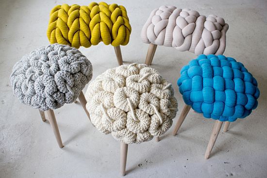 Knitted Stools by Claire-Anne O’Brien