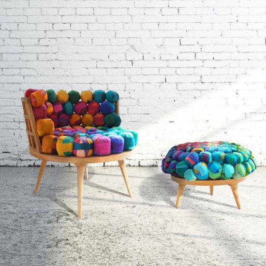 Recycled Silk Chair & Ottoman