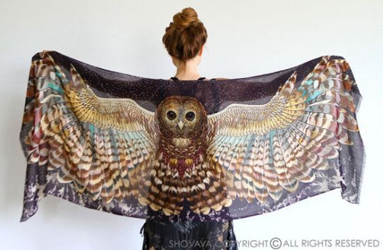 Do-WHOO Need - Owl Wing-Printed Scarves