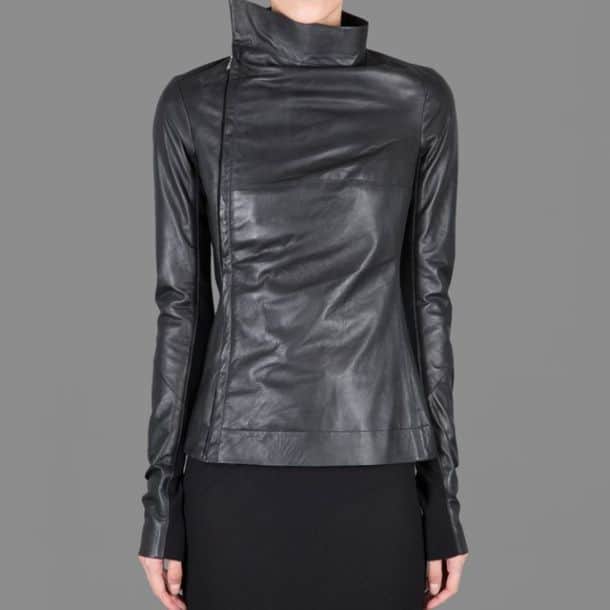 Second Skin Zipped Leather Jacket by Rick Owens