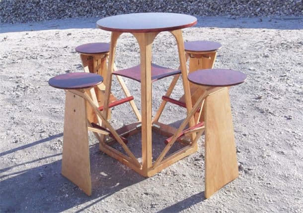 Expandable Quad Micro Bar Table and Stools