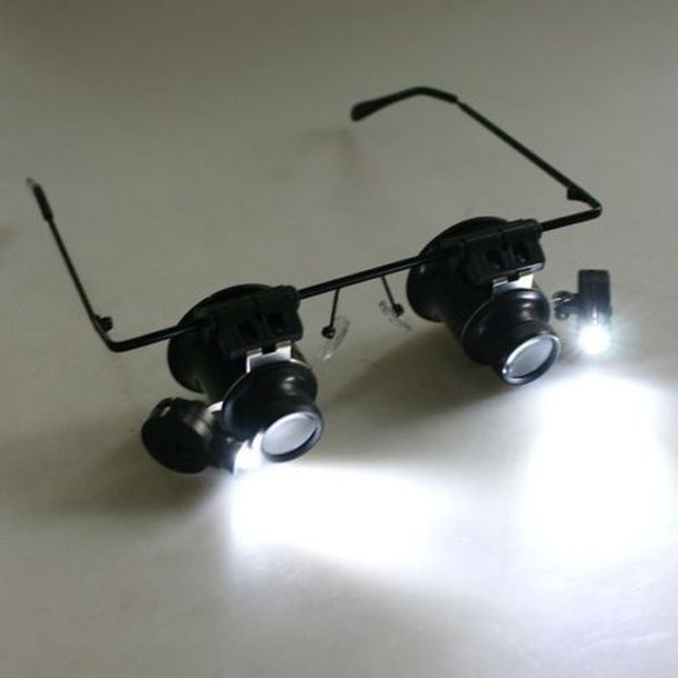 Glasses Type 20X microscope-Magnifier with White LED Light