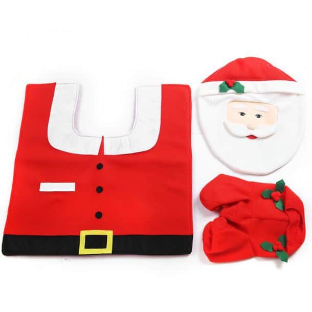 Santa Toilet Seat Cover and Rug Bathroom Set