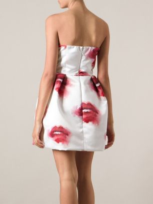 Strapless Lip-Print Dress by MSGM