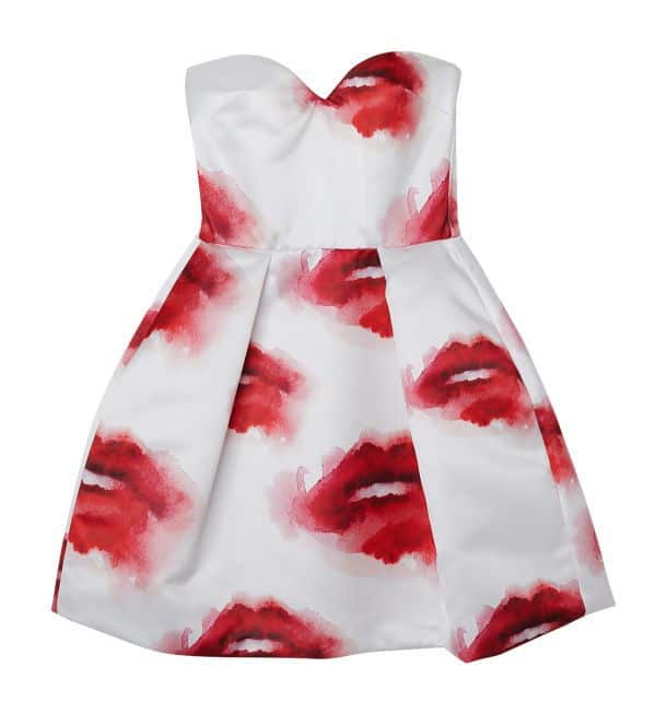 Strapless Lip-Print Dress by MSGM
