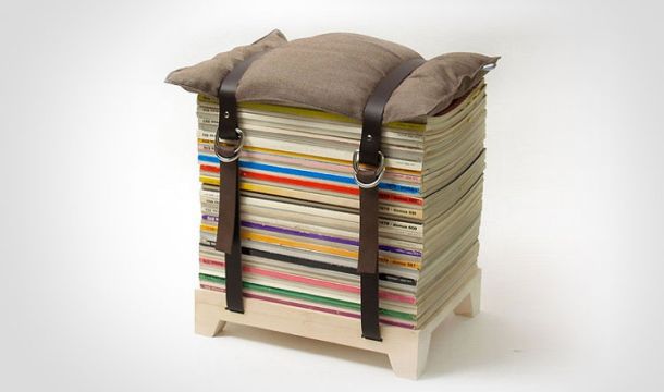Stool Made From Stacked Magazines