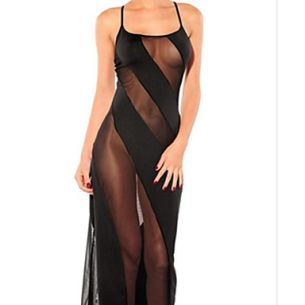 women's sexy black transparent mesh nightwear