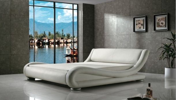 Greatime B 1070 Queen White Contemporary Upholstered Bed