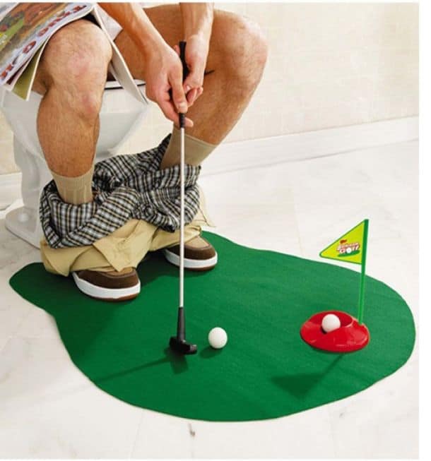 Toilet Bathroom Mini Golf Mat Set Game
