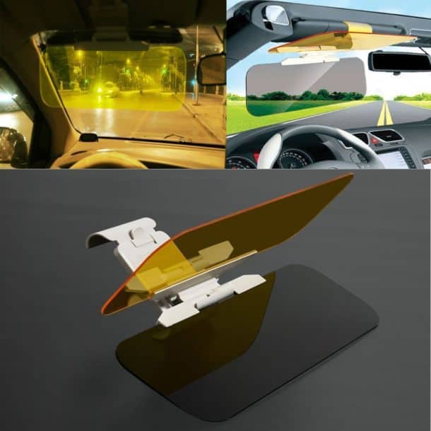 Eforcase 2 in 1 Car Transparent Anti-glare Glass Car Sun Visor Extender for Day & Night Driving