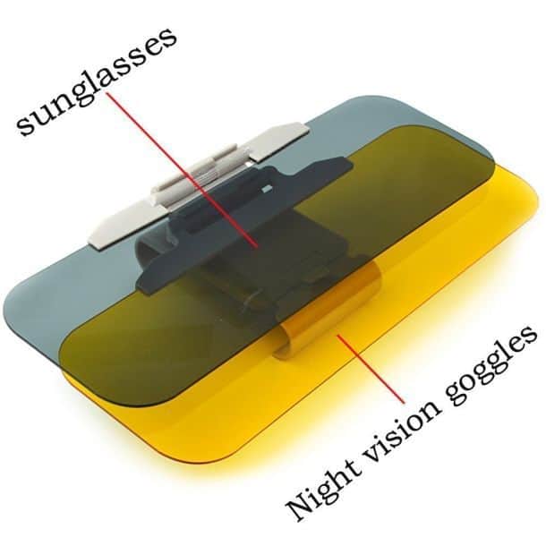 Eforcase 2 in 1 Car Transparent Anti-glare Glass Car Sun Visor Extender for Day & Night Driving