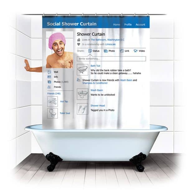 Штора для ванной «Страничка Facebook»