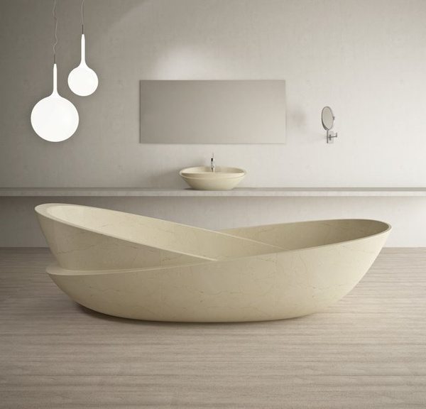 Дизайнерская ванна из мрамора в виде двух чаш