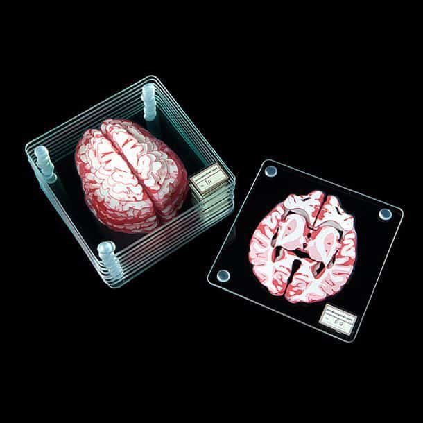 Набор костеров с изображением человеческого мозга