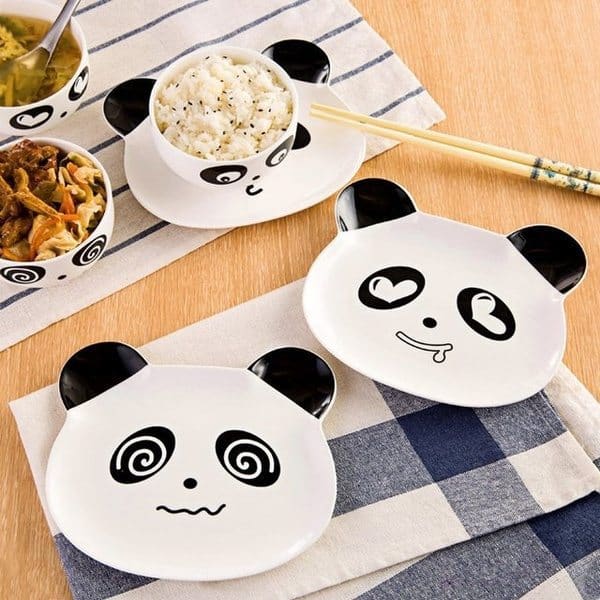 Тарелки в форме головы панды