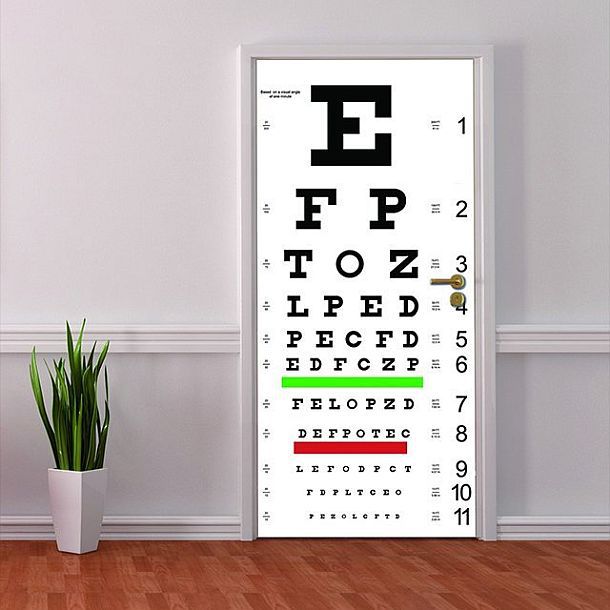 Дверная наклейка в виде таблицы для проверки зрения