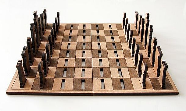 Деревянные 2D шахматы