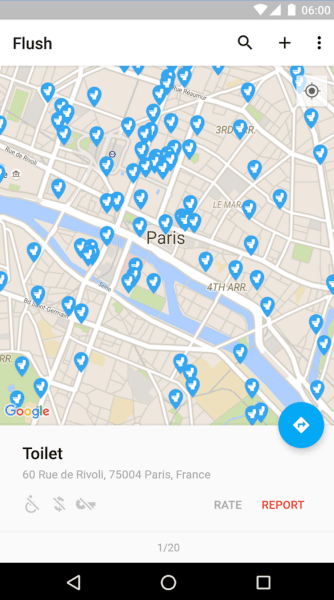Приложение для поиска общественных туалетов Flush Toilet Finder