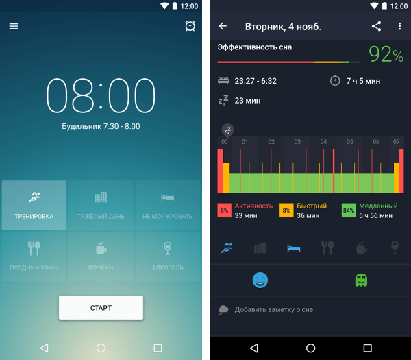Runtastic - умный будильник для Android