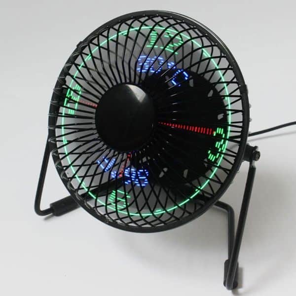 Настольный вентилятор с LED-часами и термометром