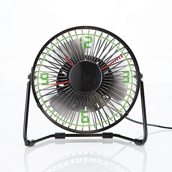 Настольный вентилятор с LED-часами и термометром