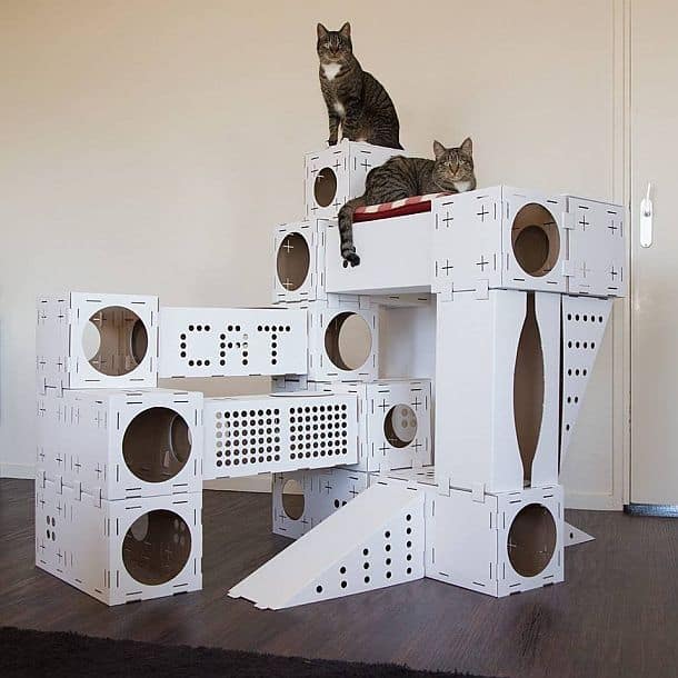Модульный кошачий игровой домик из картона