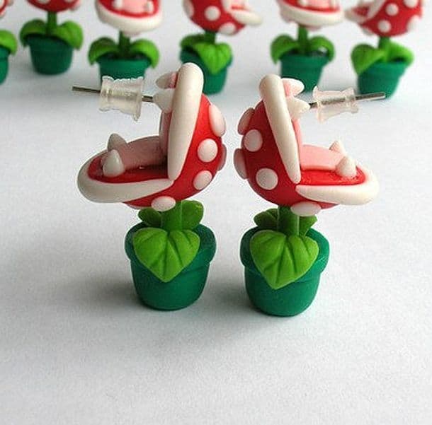 Сережки в виде Цветка Пираньи из игры Марио