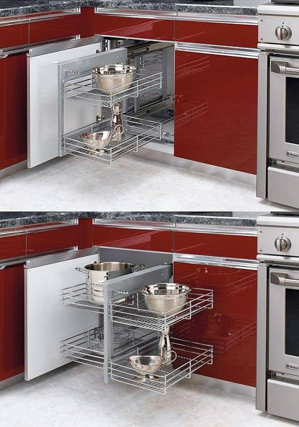 Складная система для кухонного углового шкафа от компании Rev-a-Shelf