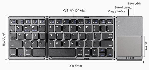 Портативная складная клавиатура с тачпадом