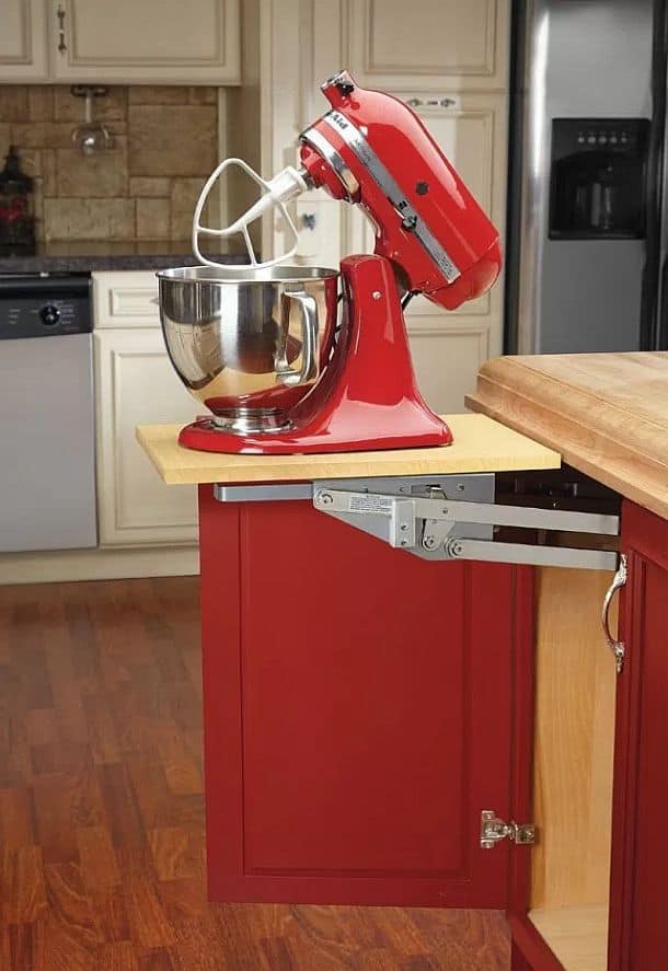 Выдвижная система поворотных кронштейнов для тяжелого и крупногабаритного кухонного оборудования Rev-A-Shelf