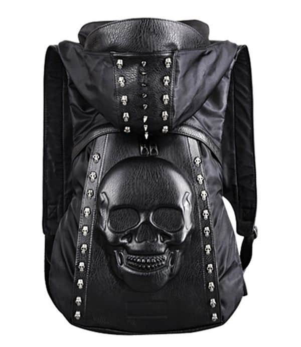 Байкерский рюкзак с капюшоном и изображением черепа