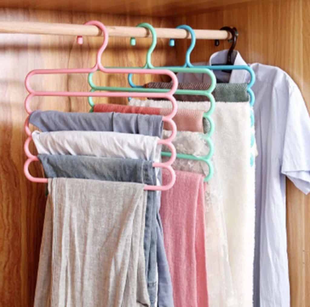 5 In 1 Multifunctional clothes Hanger Storage Pants Cloth Hangers Storage Rack Multilayer Cloth Hanger Closet Organizer