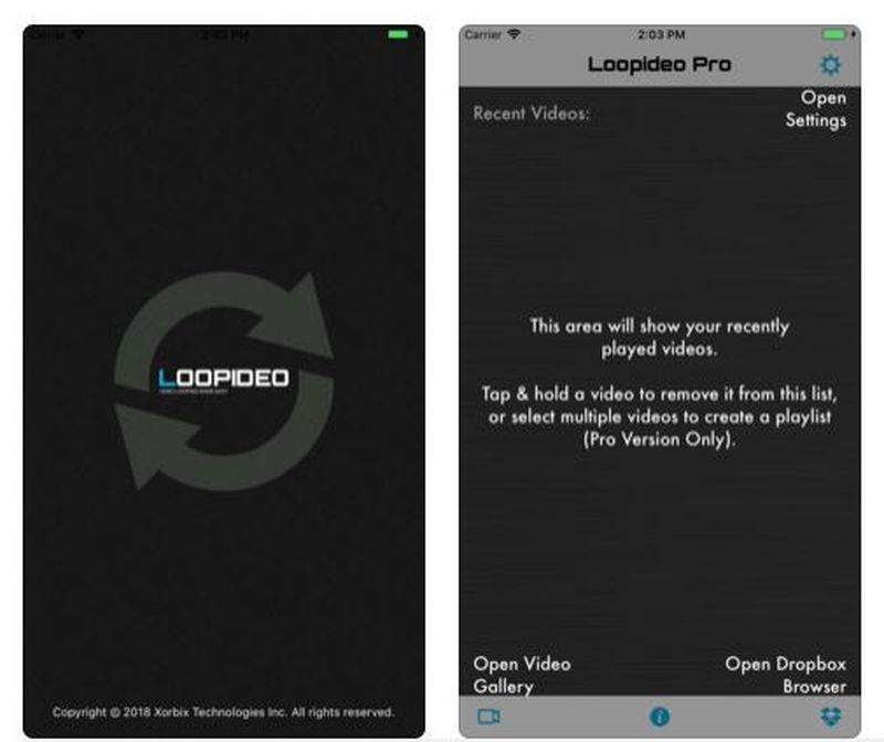 Loopideo Pro - приложение для циклического проигрывания видео