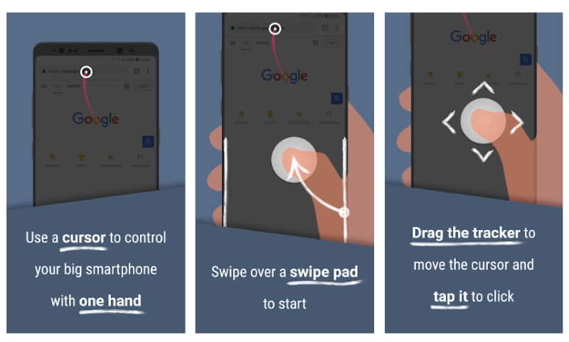 Reachability Cursor - приложение для управления смартфоном одной рукой